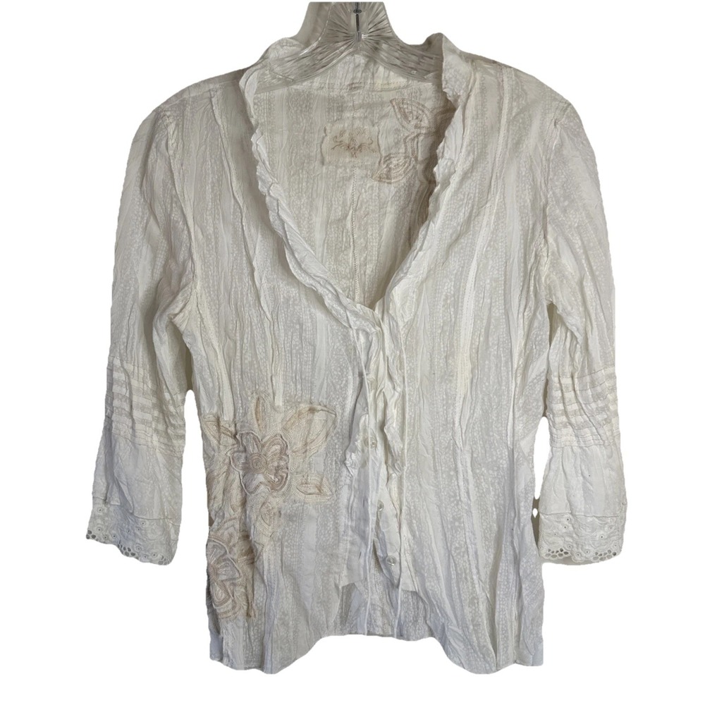 LOVE POLLY Long Sleeve Cotton Top Sz M Victorian Vampire Core Fairy Cottage